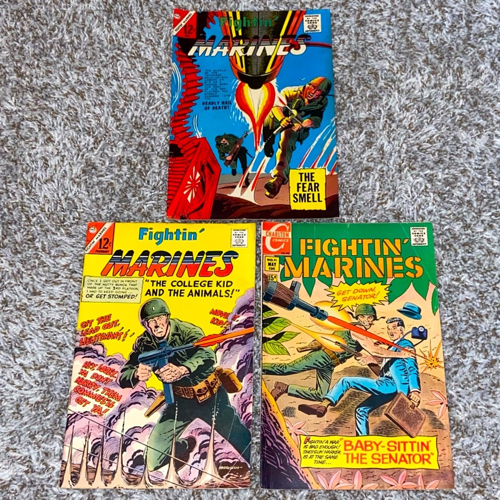 VINTAGE 1965-70 CHARLTON COMICS Fightin Marines Silver Age Comic Lot #63, 91, 73